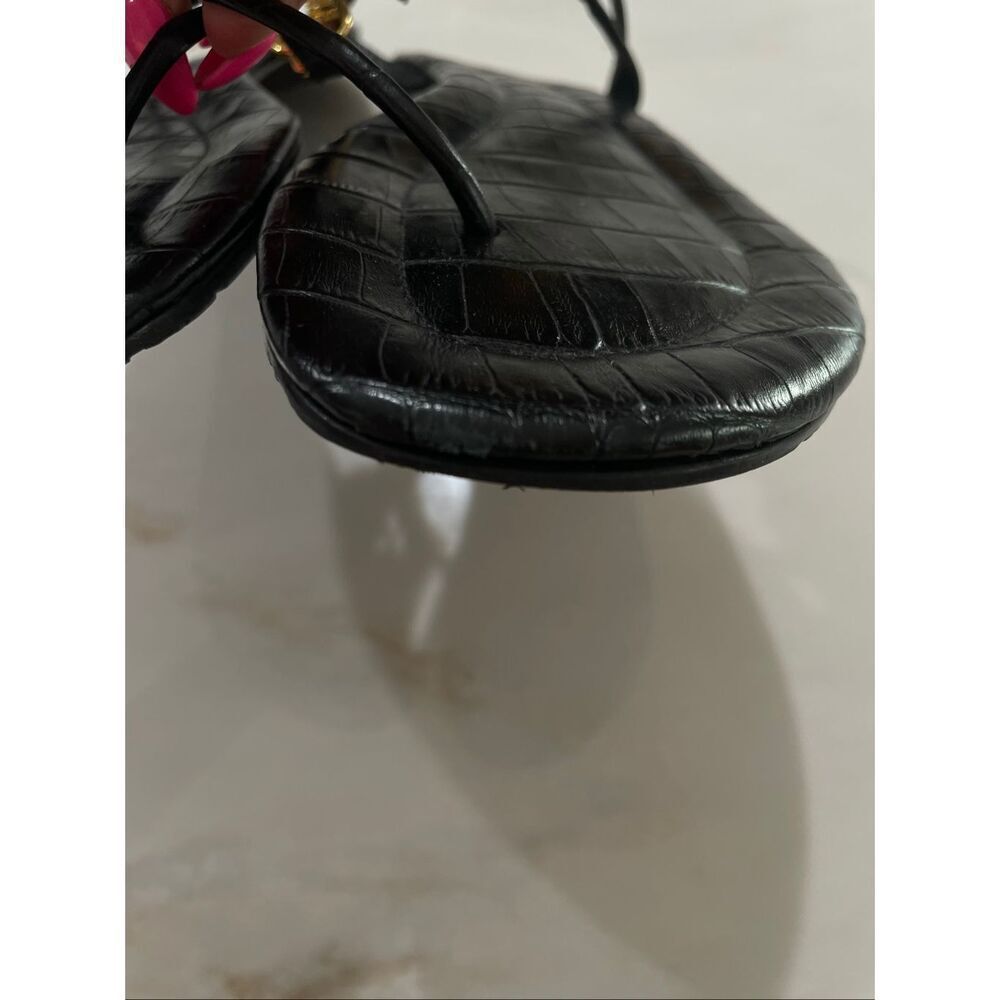 Tory Burch Croc Embossed Footbed Leather Thong strap sandals size 9.5 - Picture 7 of 7